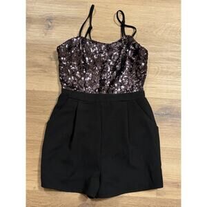Forever 21 Sequin Romper Black Spaghetti Strap Dressy Women’s Small